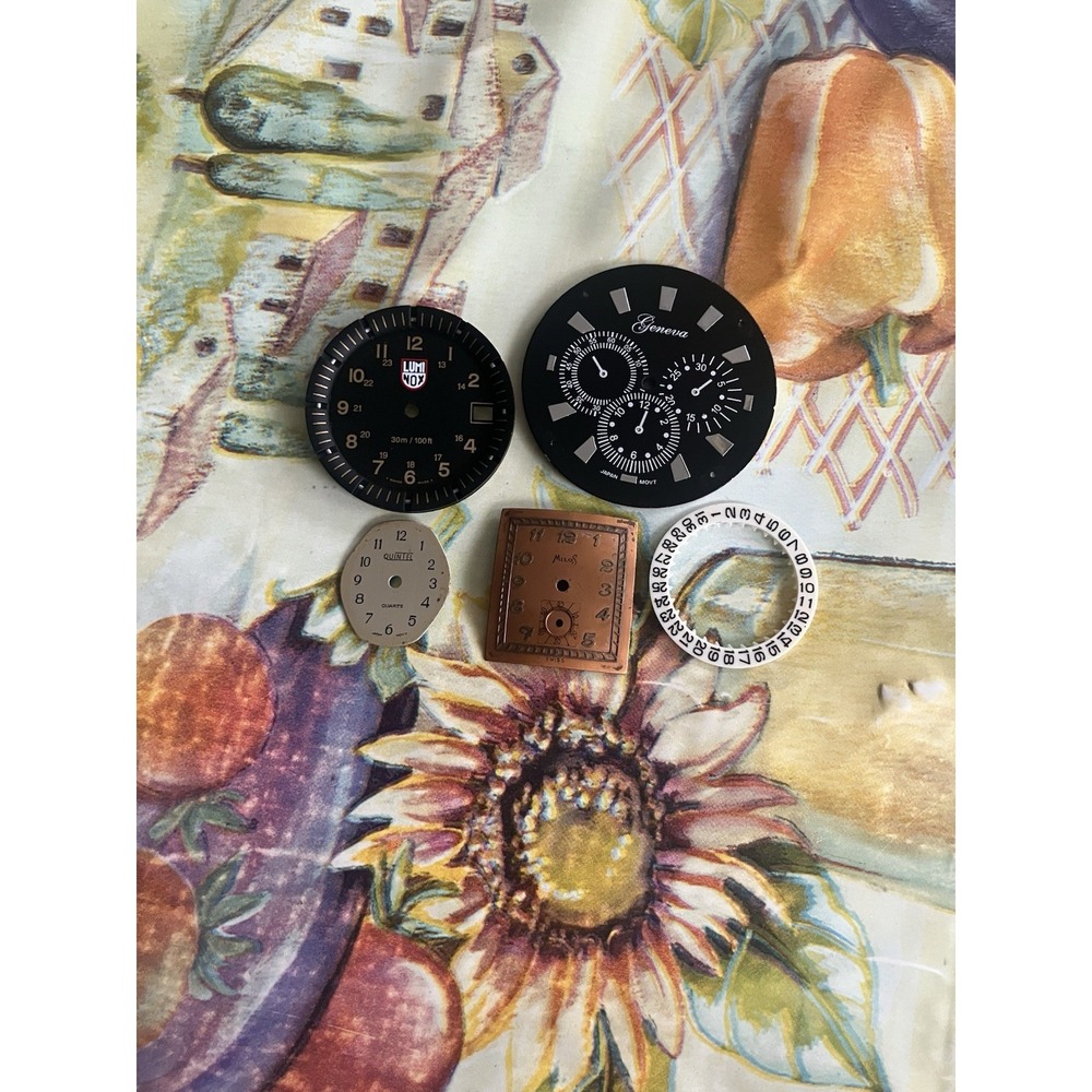Lot Of (4) Watch Dials Luminox, Milos, Geneva Etc Swiss Bundle